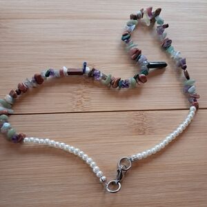 Multicolor Gemstone and Pearl Necklace